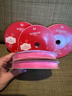 NWT Set/5 Pink Velvet Ribbon Spools